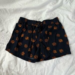 Madewell XS Navy Blue Floral Shorts Daisy pull-on tie H6562